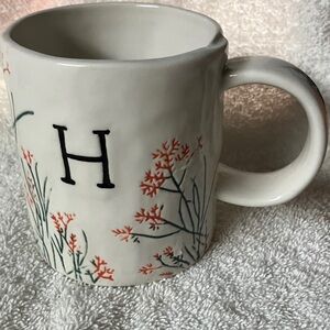 Floral “H” Anthropologie Danny Ceramic Mug